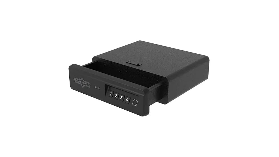 Surelock Security QuickTouch Drawer Vault Digital Gun Safe w/ Bioscanner, Surelock stealth, 4-key code, Heavy Duty Steel, Black, 3418980