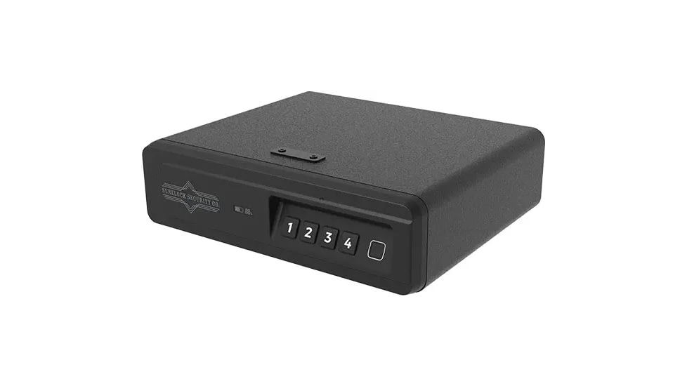 Surelock Security QuickTouch Drawer Vault Digital Gun Safe w/ Bioscanner, Surelock stealth, 4-key code, Heavy Duty Steel, Black, 3418980