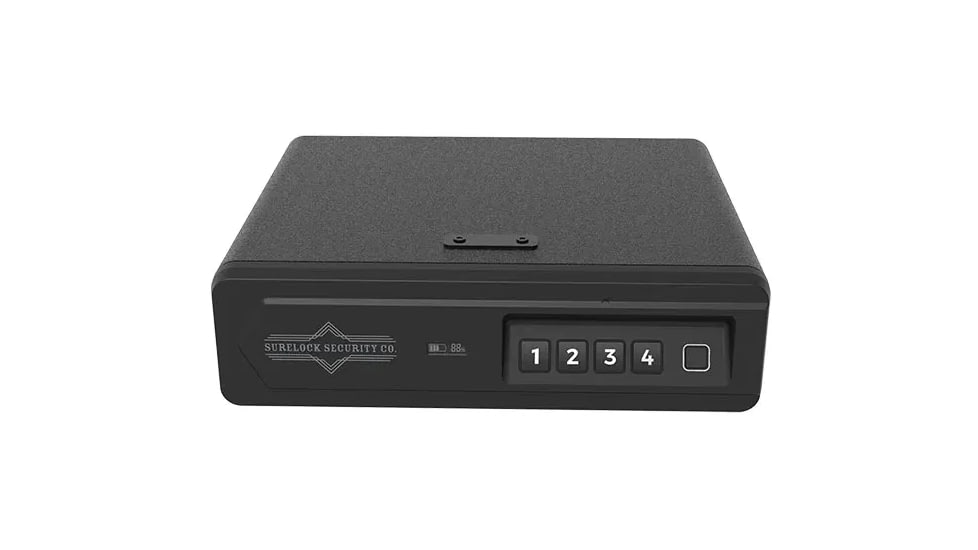 Surelock Security QuickTouch Drawer Vault Digital Gun Safe w/ Bioscanner, Surelock stealth, 4-key code, Heavy Duty Steel, Black, 3418980