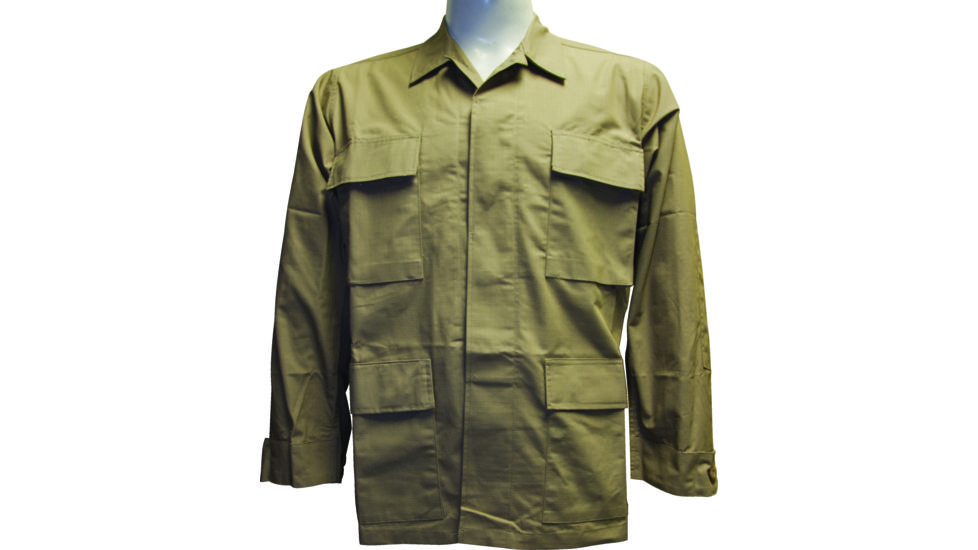 Surplus BDU Top 4 Pocket Khaki, Small - Long Sleeve BDU-T-4-KH-SL