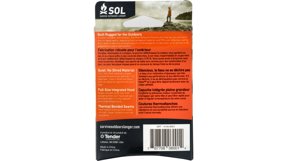 Survive Outdoors Longer Heat Reflective Poncho, 0140-6001