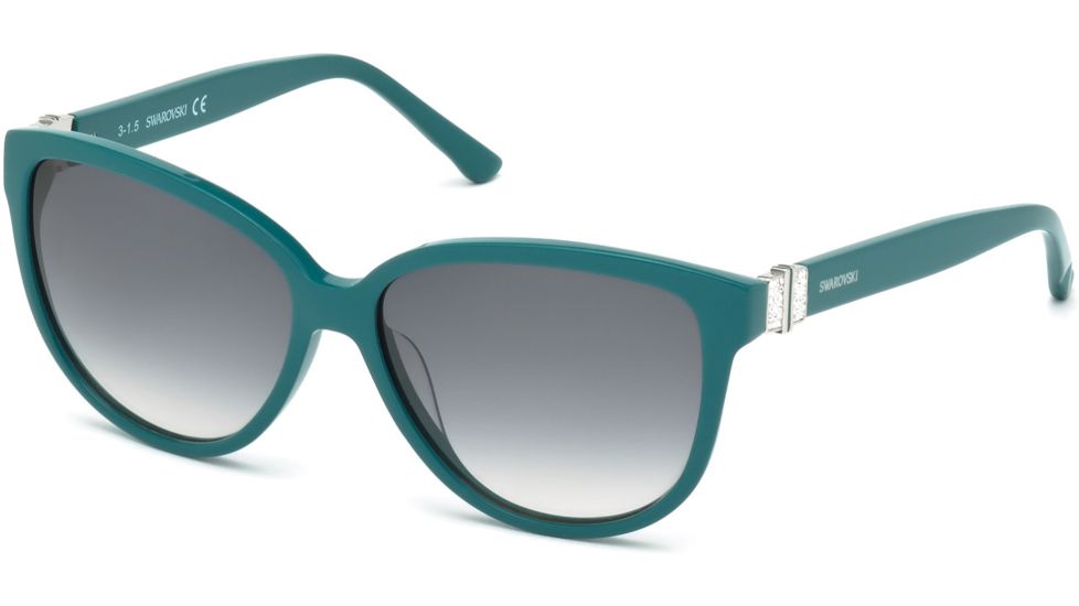 Swarovski SK0120 Sunglasses - Shiny Turquoise Frame Color, Gradient Green Lens Color