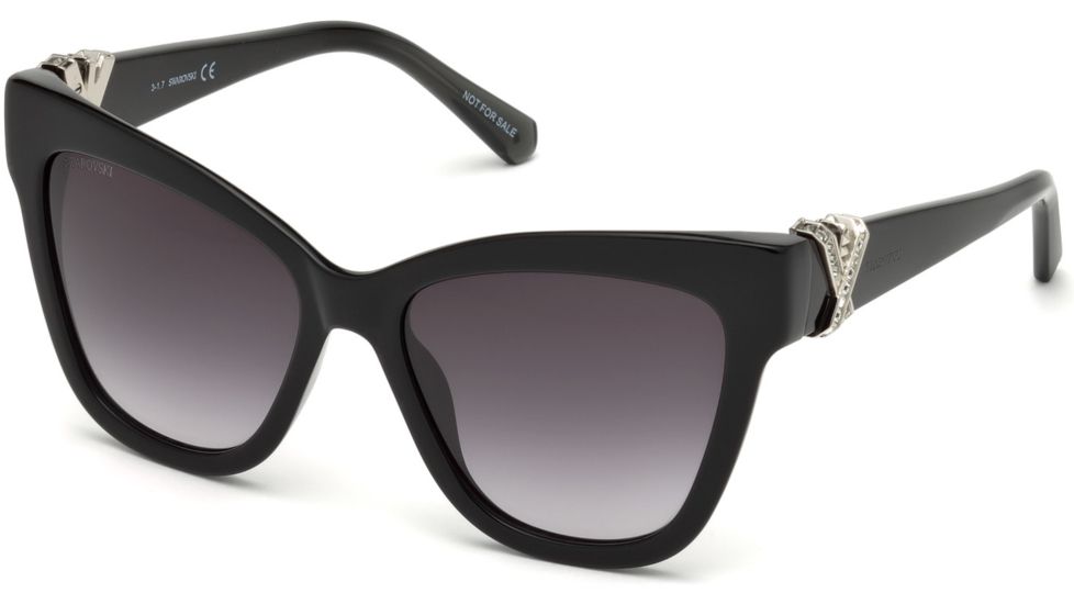Swarovski SK0157 Sunglasses - Shiny Black Frame Color, Gradient Smoke Lens Color