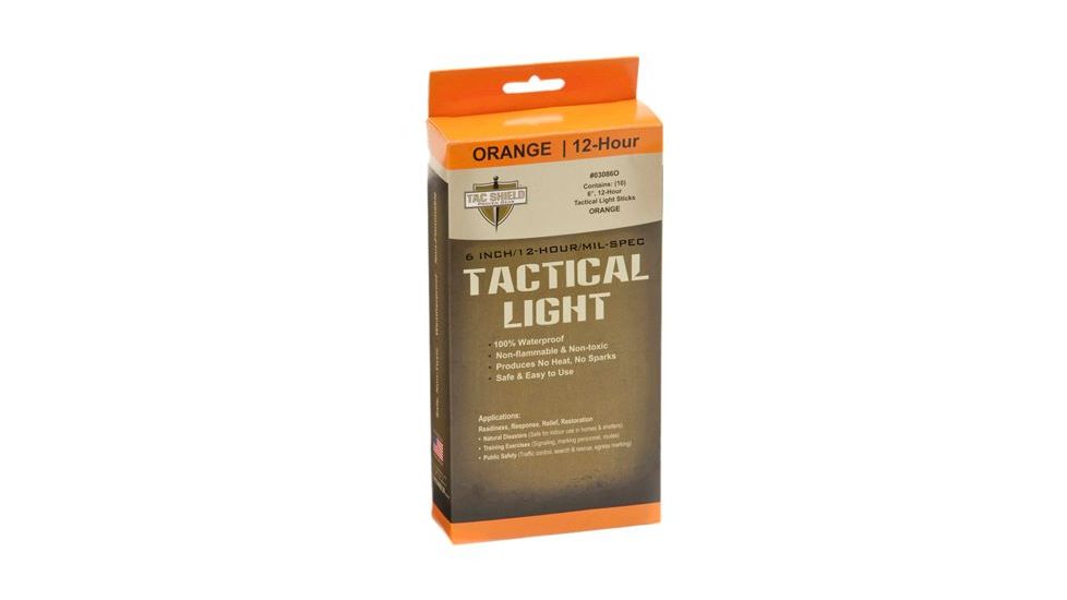 Tac Shield Tactical 12 Hour Light Stick, Orange, 10 Pack 03086O
