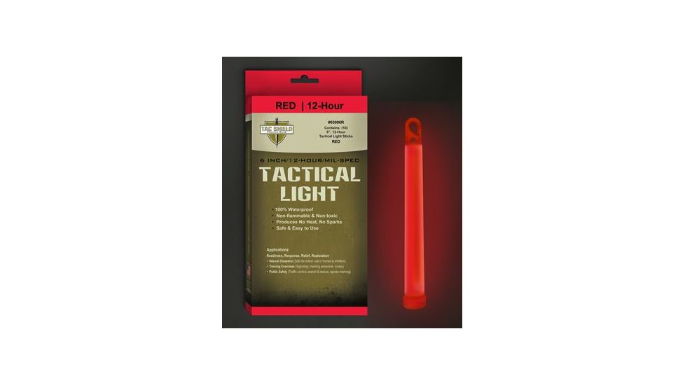 Tac Shield Tactical 12 Hour Light Stick, Red, 10 Pack 03086R