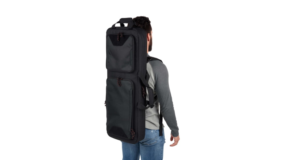 Tac-Six Tac-Six Polyester Ghost Vertical Tactical Gun Case w/Backpack Straps and Pocket, Lockable, Zipper, 34in Long, Stitched Webbing Handle, Padded Lining, Black, 10831