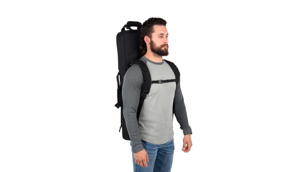 Tac-Six Tac-Six Polyester Ghost Vertical Tactical Gun Case w/Backpack Straps and Pocket, Lockable, Zipper, 34in Long, Stitched Webbing Handle, Padded Lining, Black, 10831