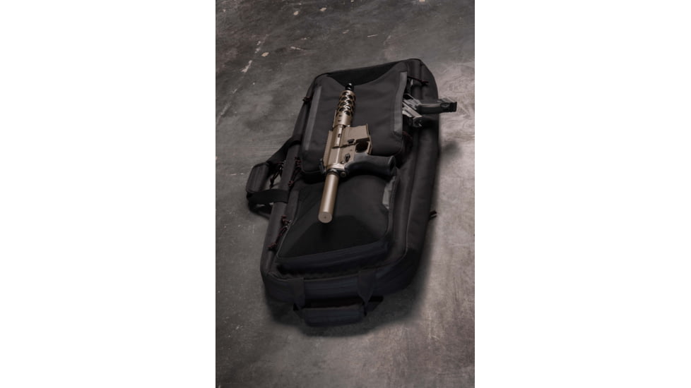 Tac-Six Tac-Six Polyester Ghost Vertical Tactical Gun Case w/Backpack Straps and Pocket, Lockable, Zipper, 34in Long, Stitched Webbing Handle, Padded Lining, Black, 10831