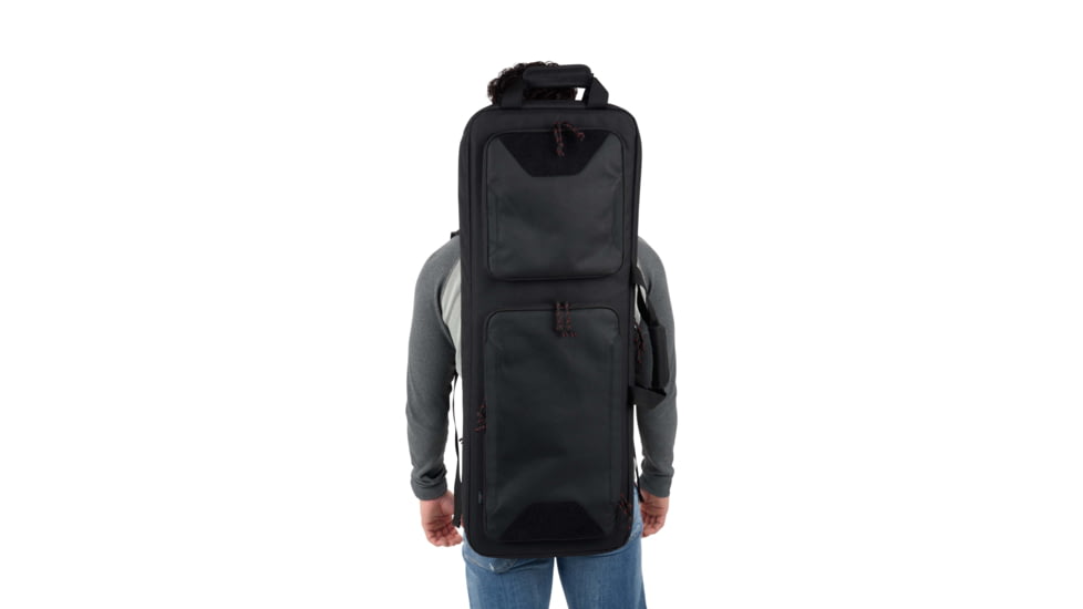 Tac-Six Tac-Six Polyester Ghost Vertical Tactical Gun Case w/Backpack Straps and Pocket, Lockable, Zipper, 34in Long, Stitched Webbing Handle, Padded Lining, Black, 10831