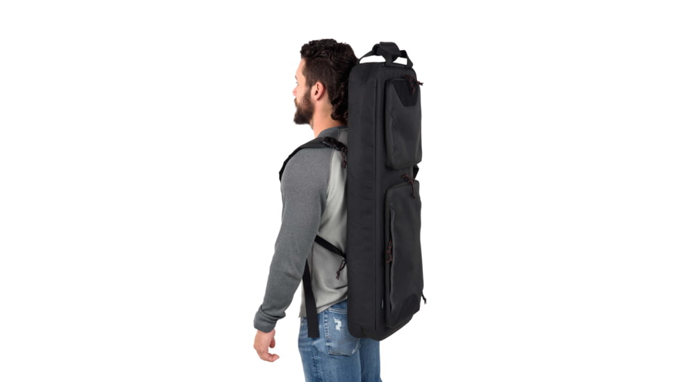 Tac-Six Tac-Six Polyester Ghost Vertical Tactical Gun Case w/Backpack Straps and Pocket, Lockable, Zipper, 34in Long, Stitched Webbing Handle, Padded Lining, Black, 10831