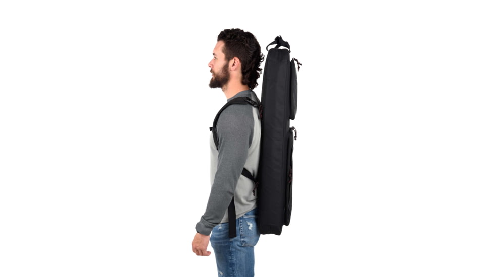 Tac-Six Tac-Six Polyester Ghost Vertical Tactical Gun Case w/Backpack Straps and Pocket, Lockable, Zipper, 34in Long, Stitched Webbing Handle, Padded Lining, Black, 10831