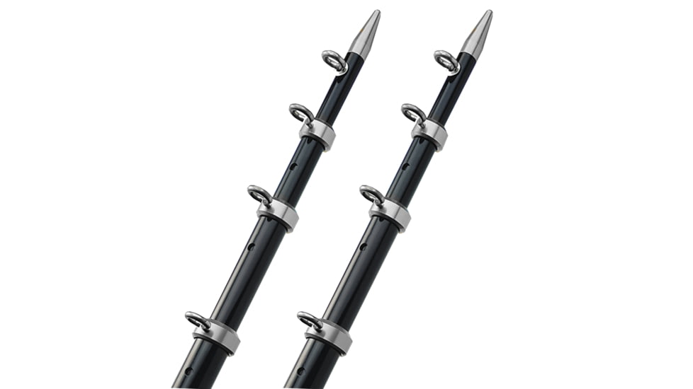 TACO Marine 15' Telescopic Outrigger Poles HD 1-1/2" - Black/Silver 44299