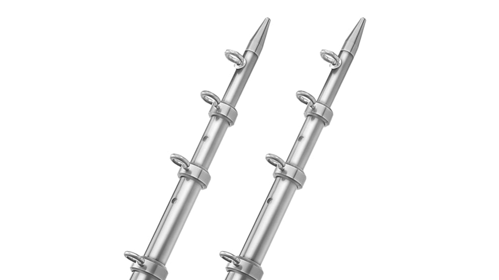 TACO Marine 15' Telescopic Outrigger Poles HD 1-1/2" - Silver/Silver 39135