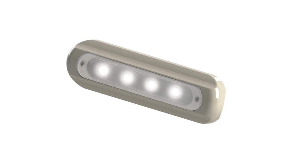 TACO Marine 4-LED Deck Light w/ White Housing, Flat Mount, F38-8800W-1