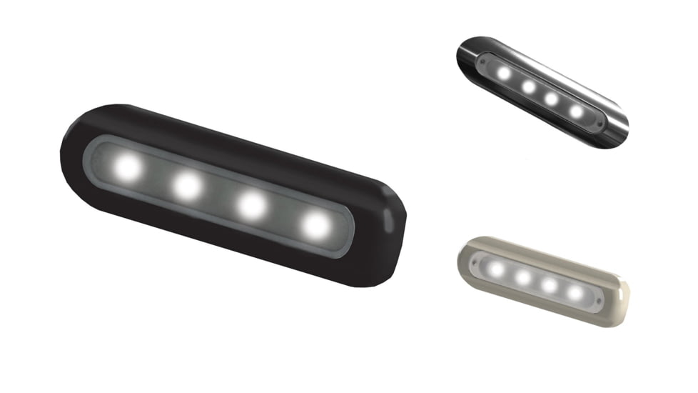 TACO Marine 4-LED Deck Light, Black, Silver, White