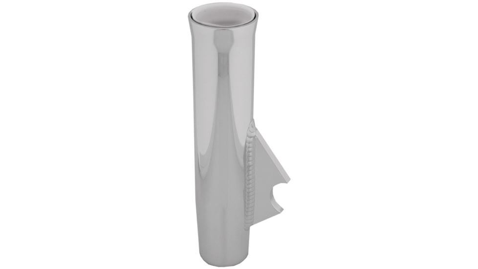 TACO Marine Flared Weld-On Rod Holder 9-3/4"L x 1-3/4"ID - White Liner Polished Finish - 3/8" Coped Blade 59552