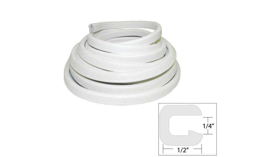 TACO Marine Flexible Vinyl Trim - 1/4" Opening x 1/2"W x 25'L - White 49552