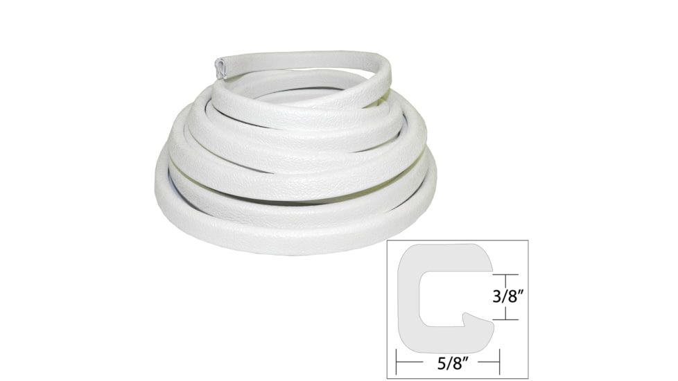TACO Marine Flexible Vinyl Trim - 3/8" Opening x 5/8"W x 25'L - White 49554