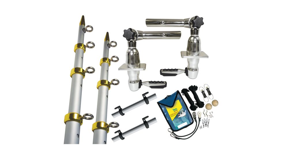 TACO Marine Grand Slam 280 Package w/15' Silver/Gold Poles,2 280 Outrigger Mounts, Premium Rigging kit and Line Caddy 49413