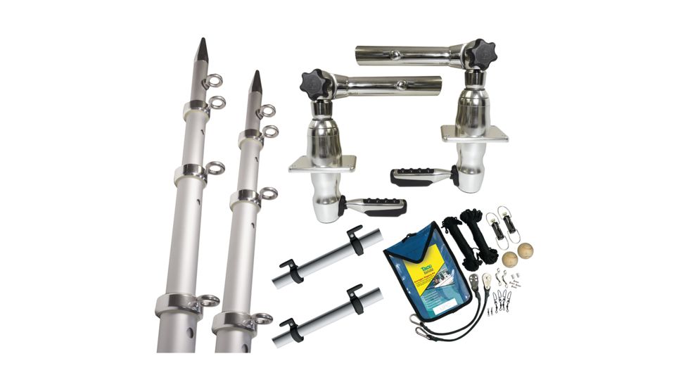 TACO Marine Slam 280 Package w/15' Silver/Silver Poles, Premium Rigging Kit &amp; Line Caddy Grand 49414