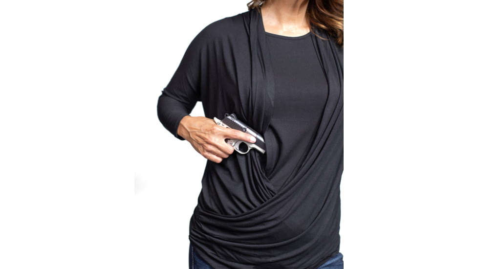 Tactica Classy Concealment Two Piece Top, Black, ExtraSmall, TT-SHR-TST521-BK-XS