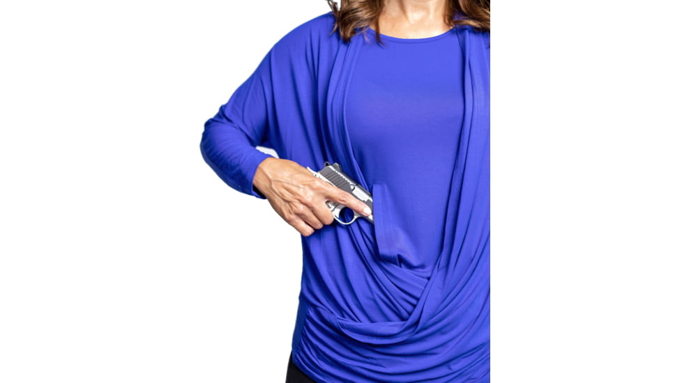 Tactica Classy Concealment Two Piece Top, Blue, ExtraSmall, TT-SHR-TST521-BLU-XS