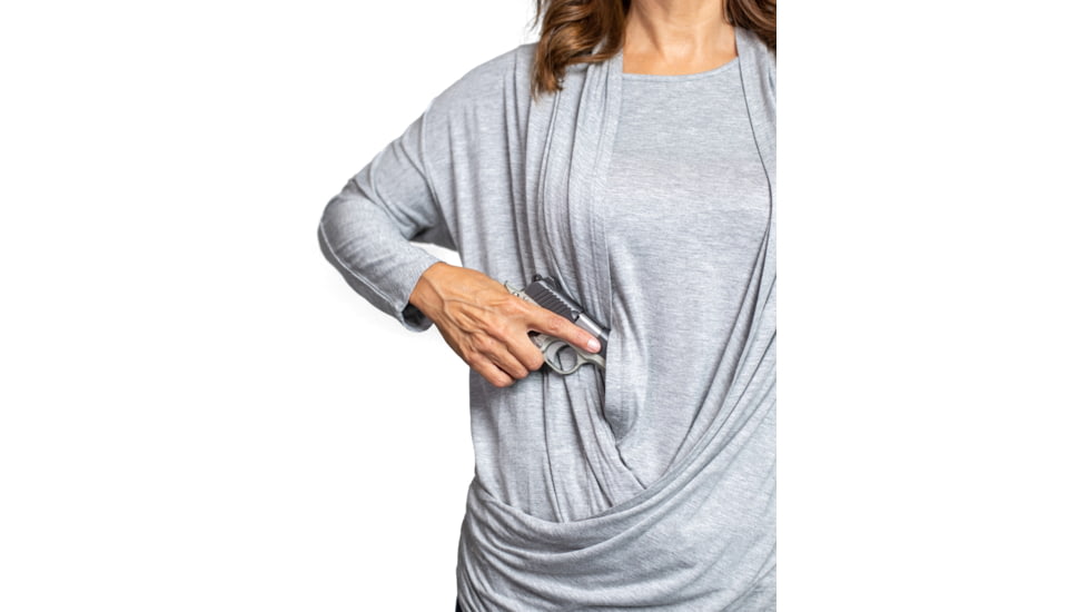 Tactica Classy Concealment Two Piece Top, Grey, Large, TT-SHR-TST521-GY-L