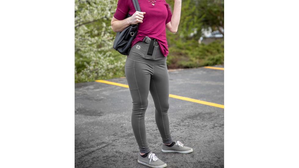 Tactica Defense Fashion Athletic Concealed Carry Leggings, Grey, Medium, TT-ATHLGNG-GY-M