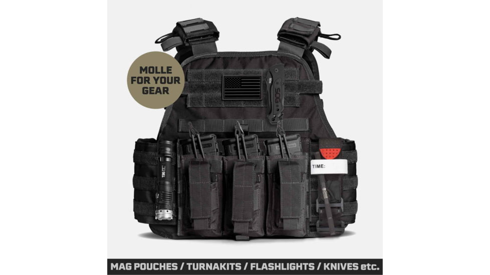 Tacticon Armament BattleVest Plate Carrier, Black, BV-REG-BK