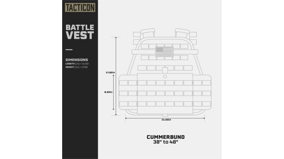 Tacticon Armament BattleVest Plate Carrier, Black, BV-REG-BK