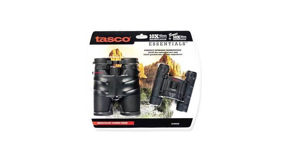 Tasco Essentials Binoculars Combo with 10x42 Roof Prism Full Size and 10x25 Compact Binoculars