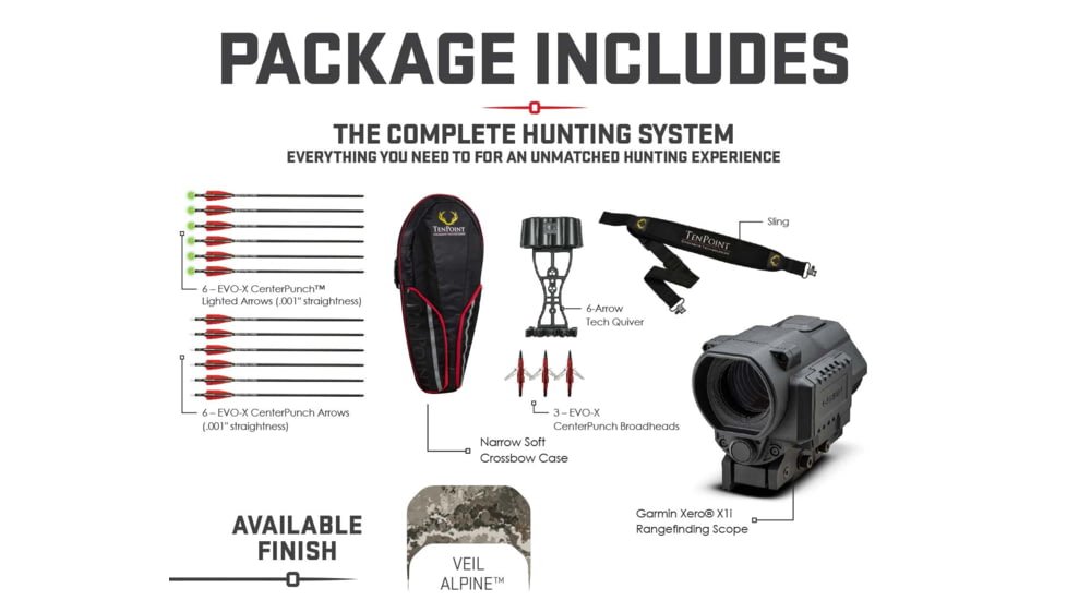 Tenpoint Crossbow Technologies Tenpoint Xbow Vapor Rs470 Xero Garmin X1i Scope Acuslide Veil