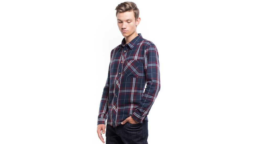 Tentree Fergus Long Sleeve Flannel Button Up Shirt - Mens, Navy, Small, FA17-MWFER-BLU1-S