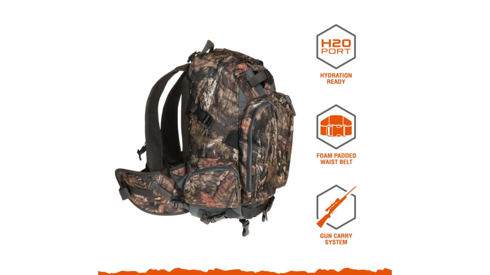 Terrain Twin Mesa Backpack/Daypack, Black/Mossy Oak Break-Up Country, 1853 cubic ines, 18924