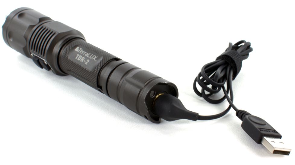 Lightstar Tactical TDR-2 Rechargable Flashlight, Stealth Grey TLF-TDR-2