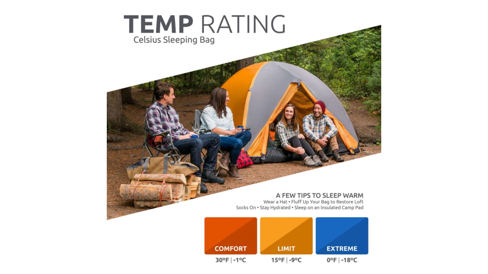 TETON Sports Celsius XXL 0 F Sleeping Bag, Left Zipper, Green, 2XL, 100L