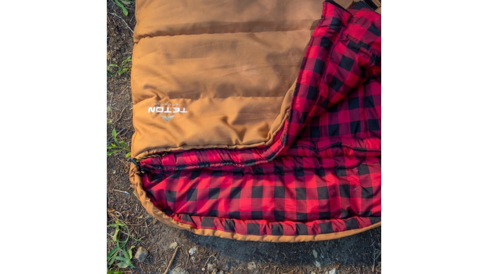 TETON Sports Deer Hunter 0 F Canvas Sleeping Bag, Left Zipper, Brown/Red, Long, 104L