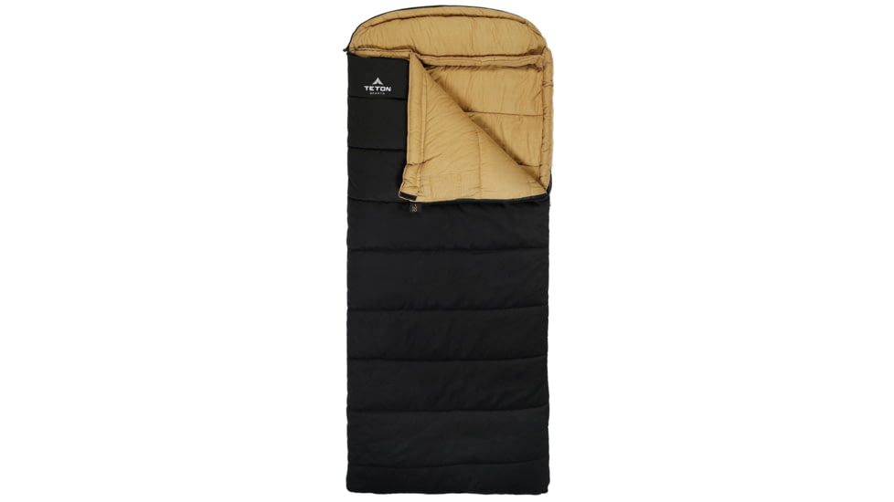 TETON Sports Deer Hunter -35 F Canvas Sleeping Bag, Left Zipper, Black/Tan, Long, 1027L