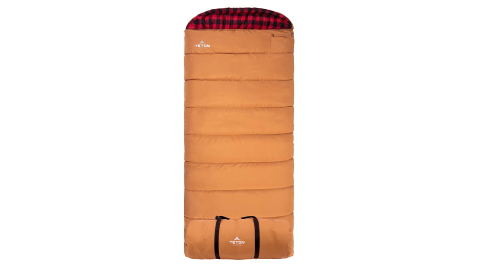TETON Sports Deer Hunter -35 F Canvas Sleeping Bag, Right Zipper, Brown/Red, Long, 1025R