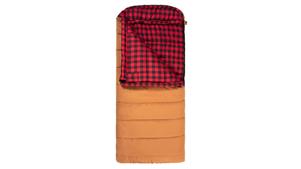 TETON Sports Deer Hunter -35 F Canvas Sleeping Bag, Left Zipper, Brown/Red, Long, 1025L