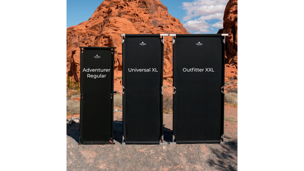 TETON Sports Outfitter XXL Camp Cot with Pivot Arm, Black, 2XL, 120A