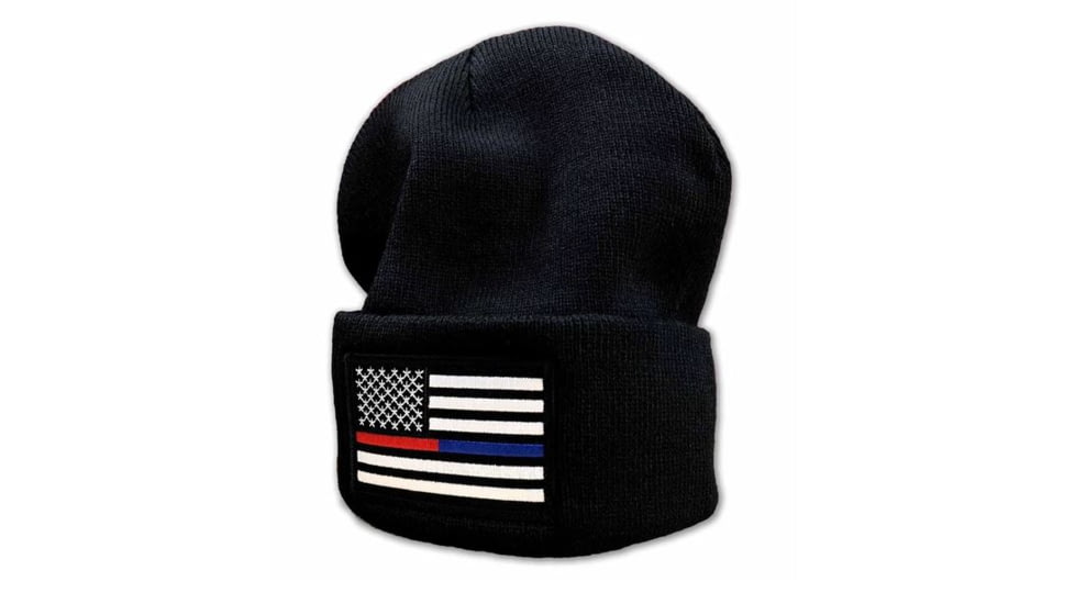Thin Blue Line Beanie - Dual Line American Flag, Thin Red Line - DUAL-BN-BLACK
