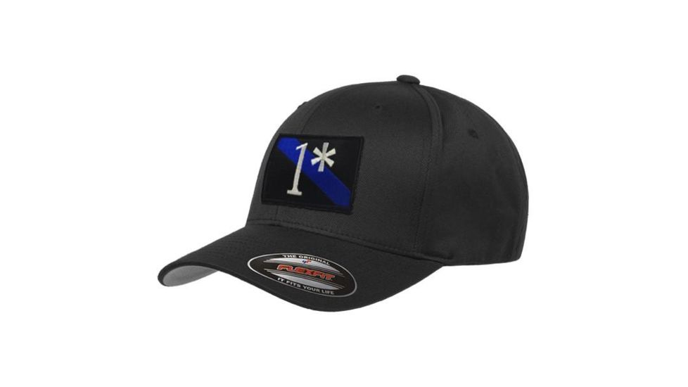 Thin Blue Line Flexfit Hat - 1* Asterisk , Thin Blue Line - FLEX-AST-BLACK-MEDIUM