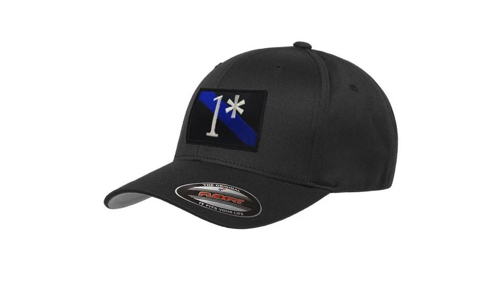 Thin Blue Line Flexfit Hat - 1* Asterisk , Thin Blue Line - FLEX-AST-BLACK-XXL