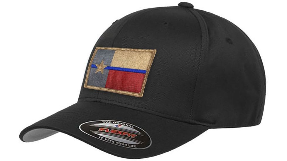 Thin Blue Line Flexfit Hat - Texas Flag, Thin Blue Line - FLEX-TEX-BLACK-LARGE