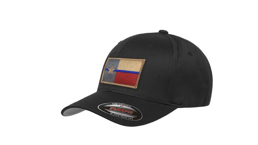 Thin Blue Line Flexfit Hat - Texas Flag, Thin Blue Line - FLEX-TEX-BLACK-XXL