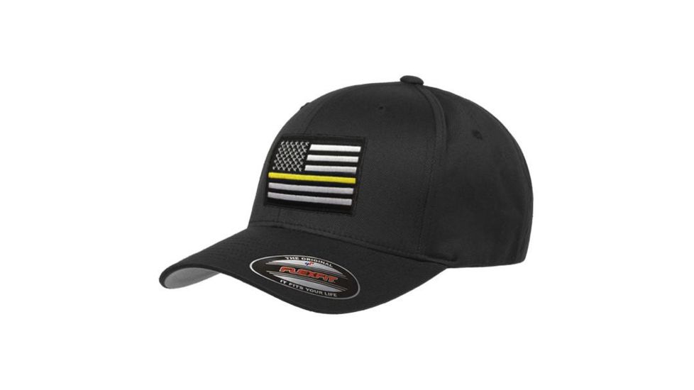 Thin Blue Line Flexfit Hat - Thin Gold Line Flag - FLEX-TGL-BLACK-MEDIUM