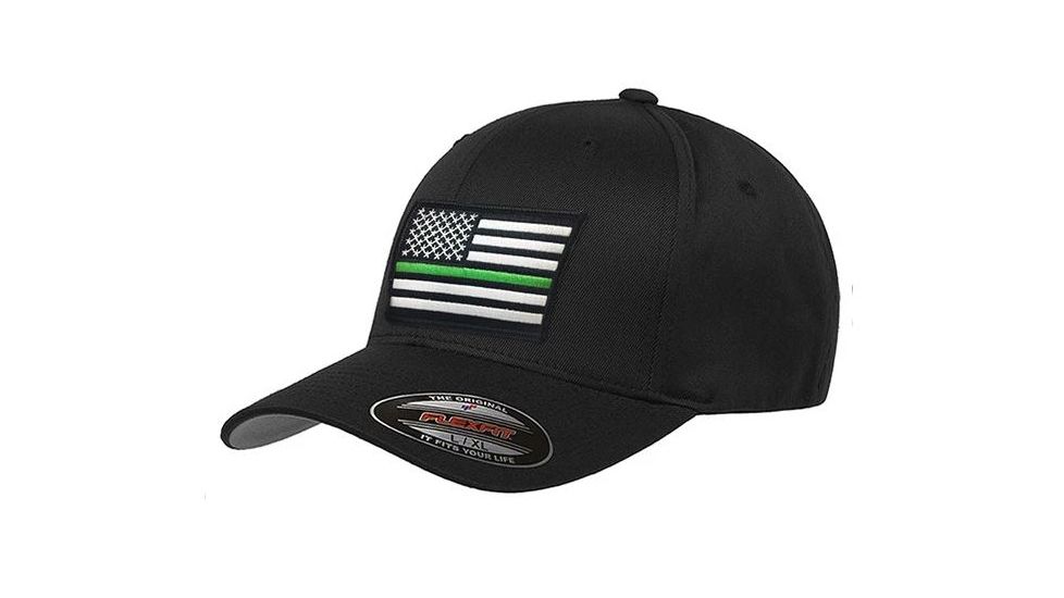 Thin Blue Line Flexfit Hat - Thin Green Line Flag - FLEX-GREEN-BLACK-XXL