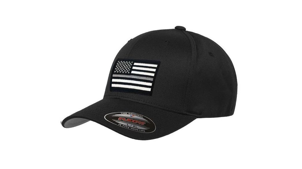 Thin Blue Line Flexfit Hat - Thin Silver Line Flag - FLEXFIT-TSL-BLACK-L