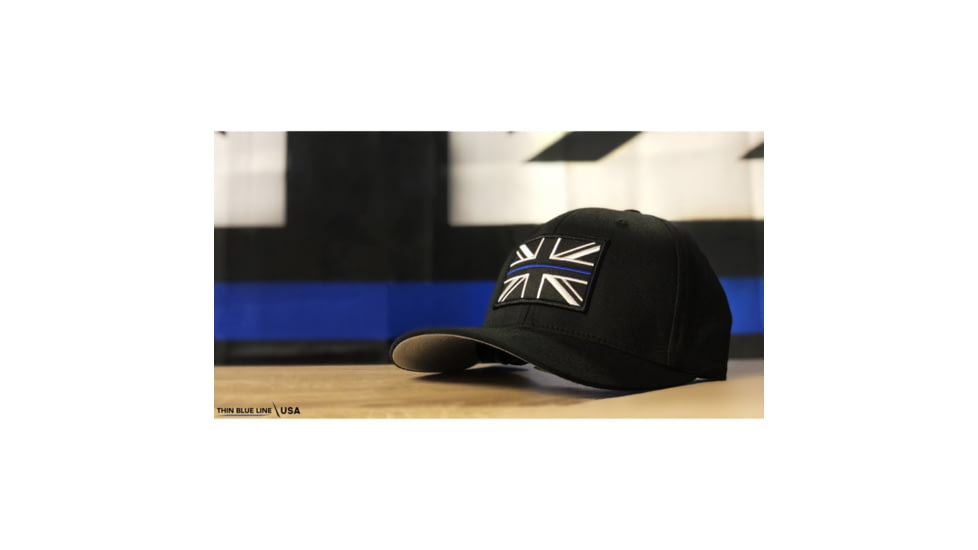 Thin Blue Line Flexfit Hat - Uk Flag, Thin Blue Line - FLEX-UK-BLACK-LARGE